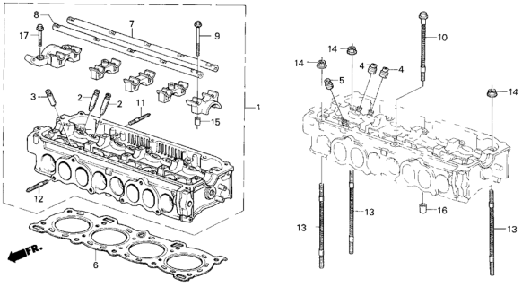 1985 Honda Civic Cylinder Head Assembly Diagram for 12100-PE0-305