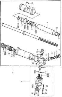 1981 Honda Prelude Cylinder Unit, Steering Rack Diagram for 53608-692-672