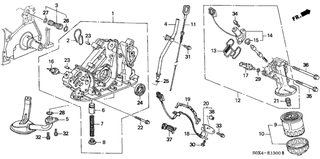1999 Honda Odyssey Oil Pump - Oil Strainer Diagram