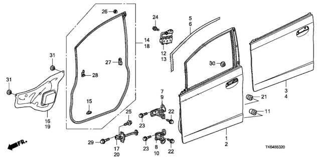 2010 Honda Fit Tape, L. FR. Door Sash (Upper) Diagram for 67365-TF0-003