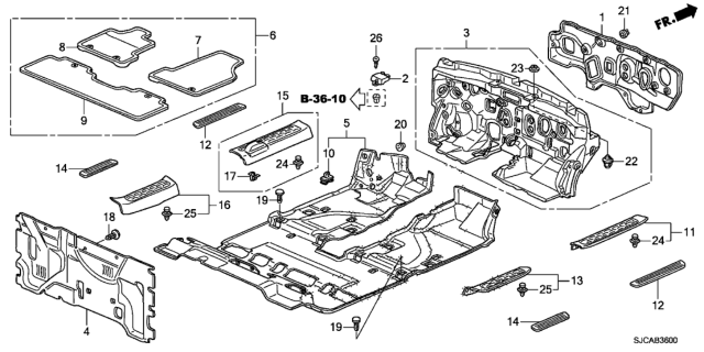 2014 Honda Ridgeline Floor Mat, RR. *NH598L* (ATLAS GRAY) Diagram for 83603-SJC-A01ZD