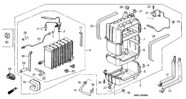 1992 Honda Accord A/C Cooling Unit Diagram