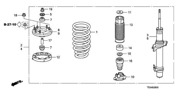 2008 Honda Accord Spring, Front Diagram for 51401-TE1-A03