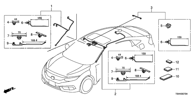 2017 Honda Civic Wire, Interior & Sunroof Diagram for 32155-TBF-A00