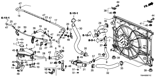 2016 Honda Civic Clamp, Water Hose (21.7MM) (Chuo Spring) Diagram for 19513-PE0-003