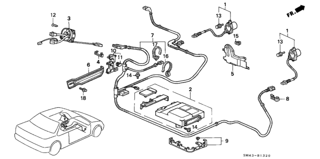 1993 Honda Accord Wire Harness, SRS Main Diagram for 77961-SM4-A90