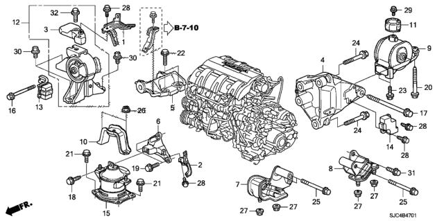 2010 Honda Ridgeline Bolt, Flange (12X72) Diagram for 90166-S3V-A10