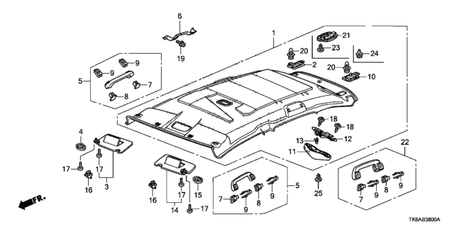 2013 Honda Fit Roof Lining Diagram