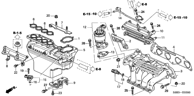 2003 Honda Civic Gasket, Intake Manifold Diagram for 17115-PZA-003