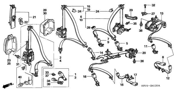 2006 Honda Pilot Anchor Set, L. RR. Seat (Outer) *NH361L* (CF GRAY) Diagram for 04827-S9V-A03ZB