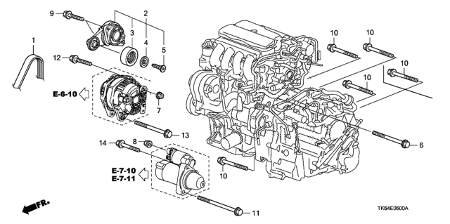 2012 Honda Fit Cover, Bearing Diagram for 31185-RB0-J01