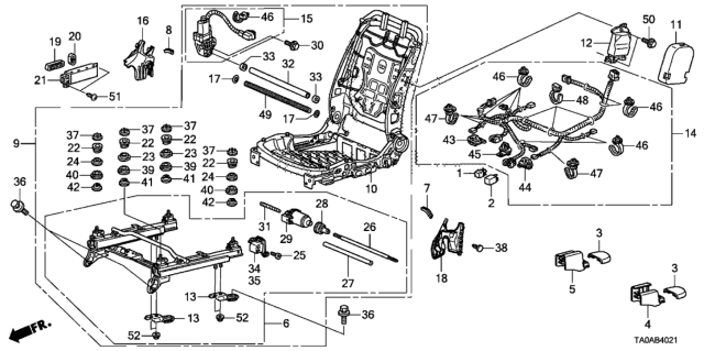 2012 Honda Accord Front Seat Components (Passenger Side) (4Way Power Seat) Diagram