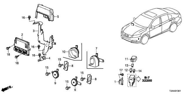 2017 Honda Accord Sub Bracket Comp,Ecu Diagram for 37822-5G0-A00