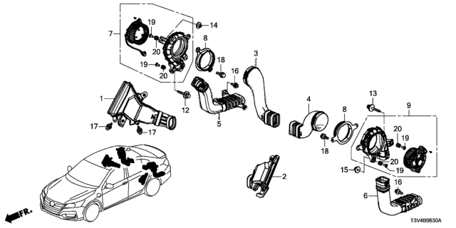 2014 Honda Accord Fan Assy., L. Battery Cooling Diagram for 1J830-5K0-003
