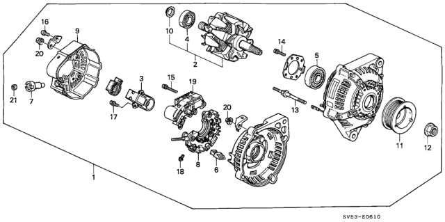 1996 Honda Accord Alternator (Denso) Diagram