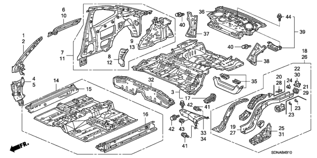 2007 Honda Accord Floor - Inner Panel Diagram