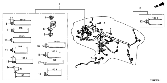 2014 Honda Fit EV Wire Harness, Instrument Diagram for 32117-TX9-L00