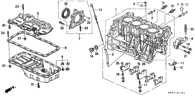1999 Honda Civic Cylinder Block - Oil Pan (DOHC) Diagram