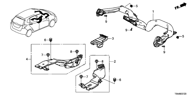 2016 Honda Fit Duct, RR. Heater Joint Diagram for 83332-T5A-000
