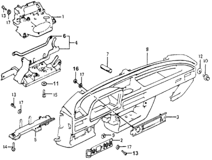 1978 Honda Accord Pad, Instrument Panel Safety *R16L* (DARK WINE RED) Diagram for 66870-671-671ZD