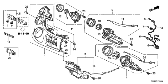 2013 Honda Fit Control Assy., Temperature *NH618L* (DARK GUN METALLIC) Diagram for 79560-TK6-A01ZD