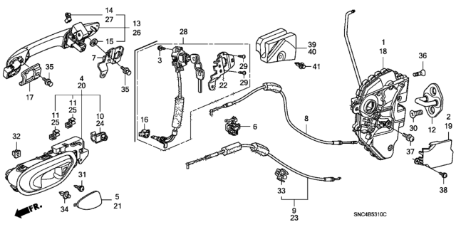 2008 Honda Civic Handle Assembly, Passenger Side Door (Outer) (Fluorite Silver Metallic) Diagram for 72140-SNA-A11ZK
