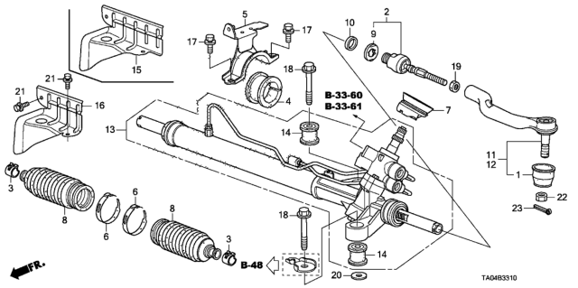 2011 Honda Accord Power Steering Rack, Core Id (53600-Ta6-A050) (06536-Ta6-505Rm) (Reman) Diagram for 06536-TA6-505RM