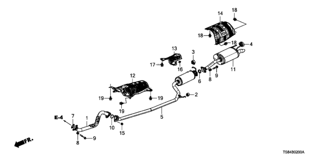 2012 Honda Civic Pipe B, Exhuast Diagram for 18220-TS8-A02