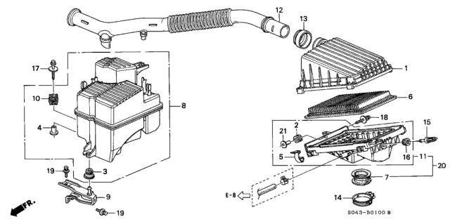 1997 Honda Civic Cover, Air Cleaner Diagram for 17210-P2A-005