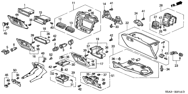2002 Honda Civic Case, Side Outlet *YR164L* (MEDIUM TAUPE) Diagram for 77636-S5A-A01ZB