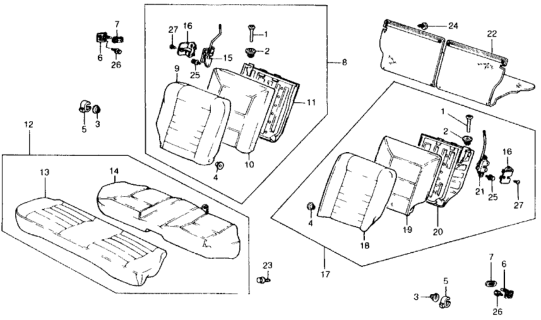 1990 Honda Civic Cover, Right Rear Seat-Back Trim (Excel Brown) Diagram for 82121-SH0-A01ZC
