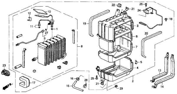 1993 Honda Accord A/C Cooling Unit Diagram