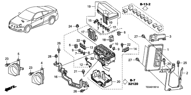 2010 Honda Accord Control Unit (Engine Room) (V6) Diagram