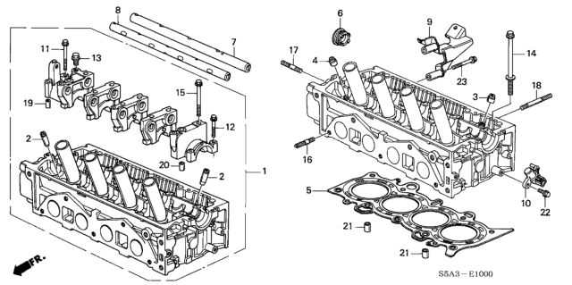 2004 Honda Civic Cylinder Head Assembly Diagram for 12100-PLC-000