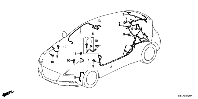 2016 Honda CR-Z Sub-Wire, Sunroof Diagram for 32156-SZT-J00