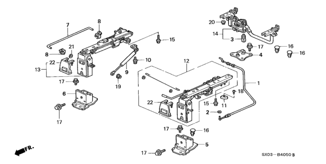 1998 Honda Odyssey Left Middle Seat Components (Bench) Diagram