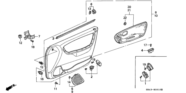 1995 Honda Civic Lining, R. FR. Door *2Tn122* (EXCEL CHARCOAL/MYSTIC GRAY) Diagram for 83533-SR4-A01ZC