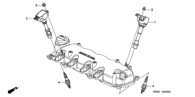2004 Honda Civic Coil Assembly B, Plug Diagram for 30521-PWA-S01