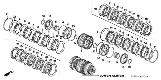 2003 Honda Accord Guide, Clutch (1-3) Diagram for 22510-RCL-003