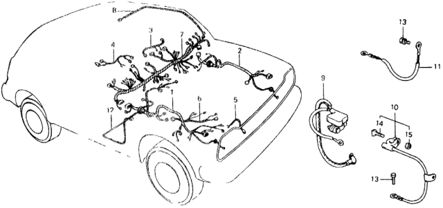 1979 Honda Civic Wire Harness, Instrument Diagram for 32117-657-679