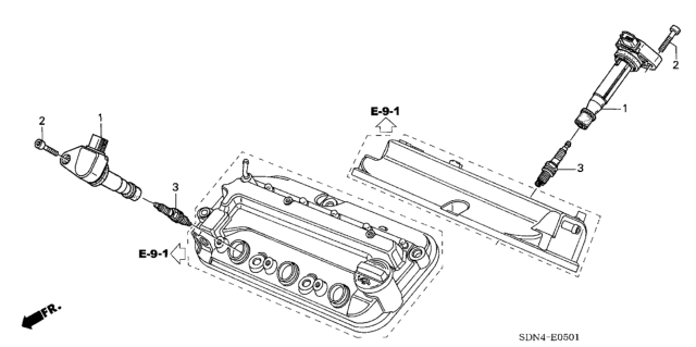 2003 Honda Accord Coil Complete Plug Hole Diagram for 30520-P8E-S01