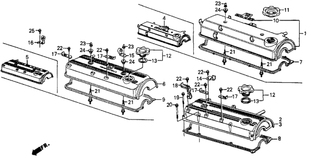 1985 Honda CRX Cover, Cylinder Head Diagram for 12310-PE2-020