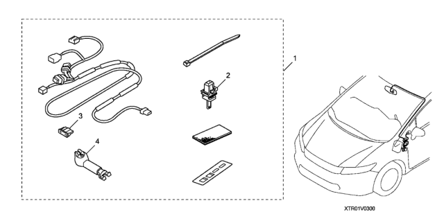2012 Honda Civic Auto Day & Night Mirror Attachment Kit Diagram