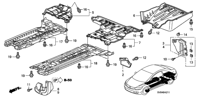 2010 Honda Civic Cover, L. Middle Floor (Lower) Diagram for 74626-SVA-A00
