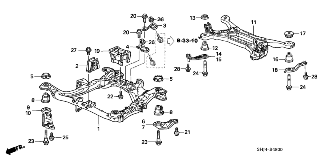 2008 Honda Odyssey Stiffener, Steering Rack (B) Diagram for 50211-SHJ-A01