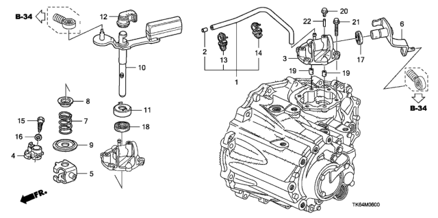 2010 Honda Fit MT Shift Lever - Shift Arm Diagram
