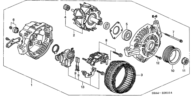 2002 Honda CR-V Alternator Assembly (Reman) Diagram for 06311-PND-505RM