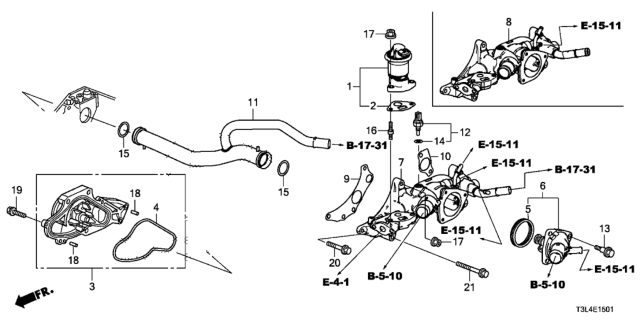 2013 Honda Accord Cover Assembly, Thermostat Diagram for 19315-5G2-A01