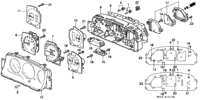 1994 Honda Civic Speedometer Assembly Diagram for 78115-SR3-A32