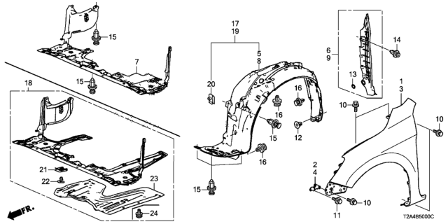 2016 Honda Accord Fender Assembly, Right Front (Inner) Diagram for 74100-T2A-A01